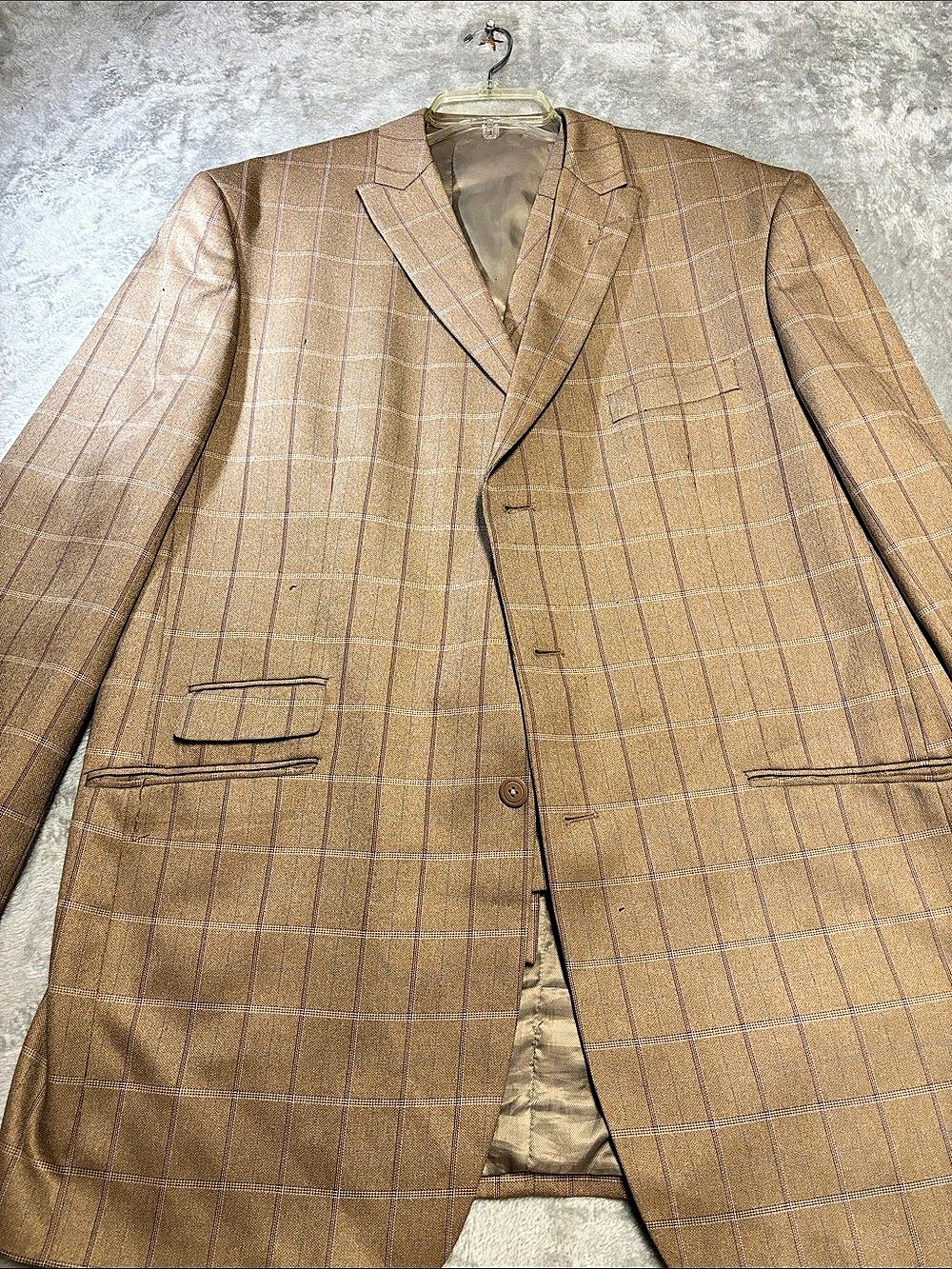 Stacy Adams Men's Plaid Sport Coat Brown Size 48L